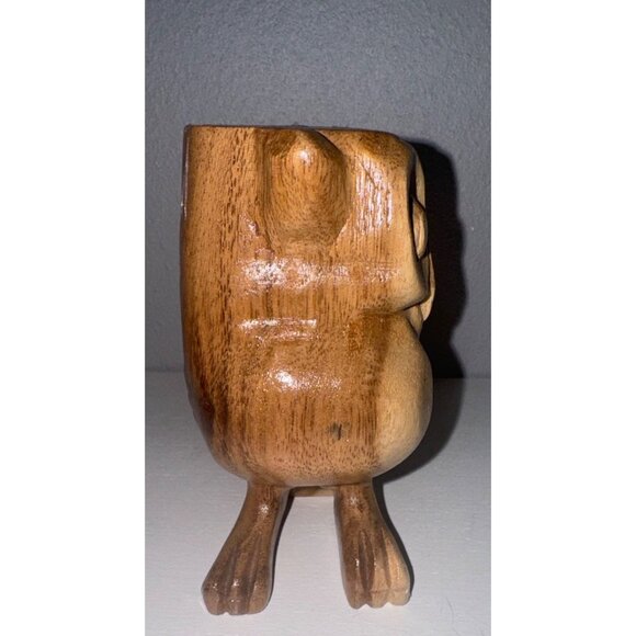 Hand-Carved Wooden Owl Whistle 6-In Mid-Century-Modern FolkArt Novelty Whimsical - Picture 3 of 10